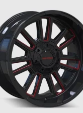 Mayhem Wheels Apollo 8115 Gloss Black Milled Prism Red 20x9 8x165.1 Wheel 0MM Offset                                     - 8115-2981BTR - Image 3