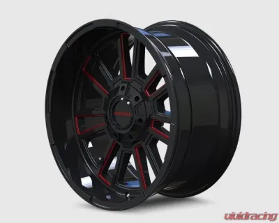 Mayhem Wheels Apollo 8115 Gloss Black Milled Prism Red 20x9 8x165.1 Wheel 0MM Offset - 8115-2981BTR