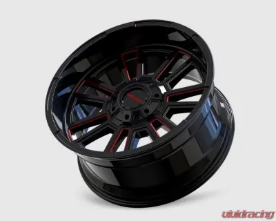 Mayhem Wheels Apollo 8115 Gloss Black Milled Prism Red 20x9 8x165.1 Wheel 0MM Offset - 8115-2981BTR