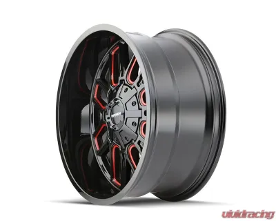 Mayhem Wheels Cogent 8107 Wheel 22x10 8x170 -19mm 125.2mm Gloss Black Milled Prism Red - 8107-22170BTR