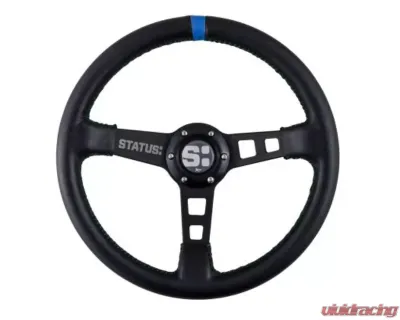 Status Racing Blue Deep Dish Leather Steering Wheel - SRG111