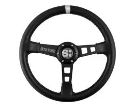 Status Racing Silver Deep Dish Leather Steering Wheel