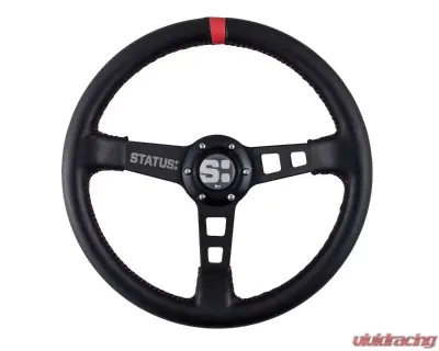 Status Racing Red Deep Dish Leather Steering Wheel - SRG113