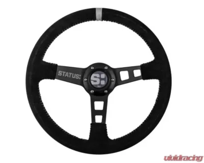 Status Racing Silver Deep Dish Suede Steering Wheel - SRG122