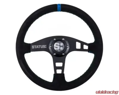 Status Racing Blue Flat Suede Steering Wheel - SRG201