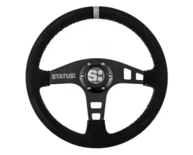 Status Racing Silver Flat Suede Steering Wheel
