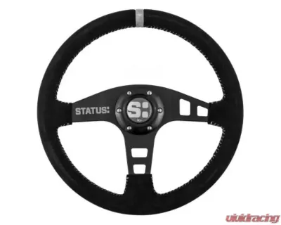 Status Racing Silver Flat Suede Steering Wheel - SRG202