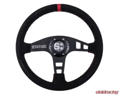 Status Racing Red Flat Suede Steering Wheel - SRG203