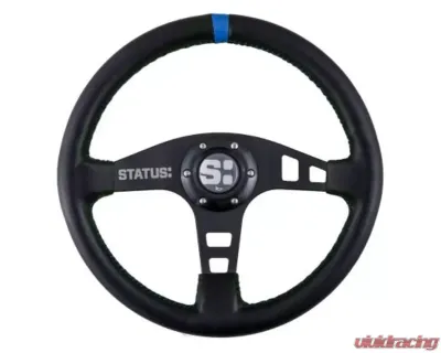 Status Racing Blue Flat Leather Steering Wheel - SRG211