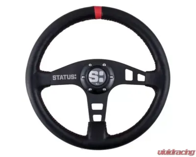 Status Racing Red Flat Leather Steering Wheel - SRG213