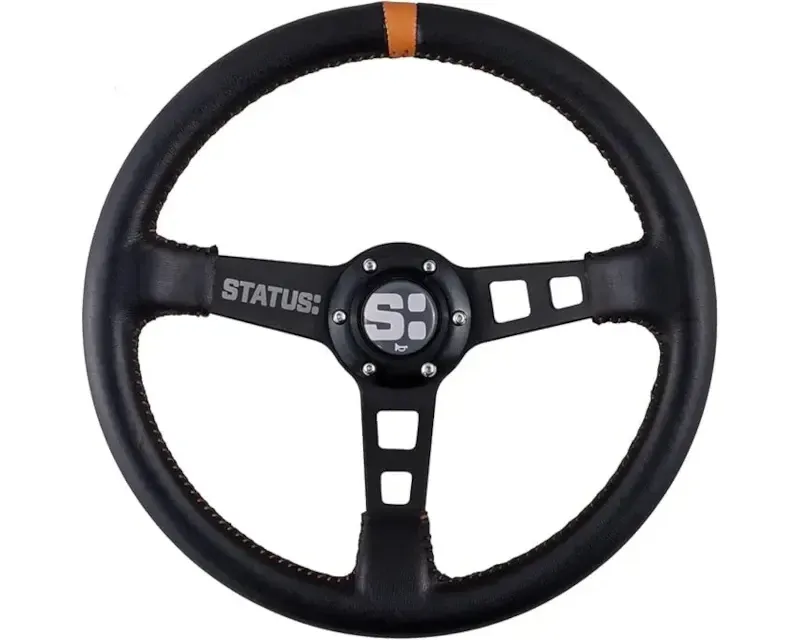 Status Racing Deep Dish Leather Steering Wheel Orange - SRG114