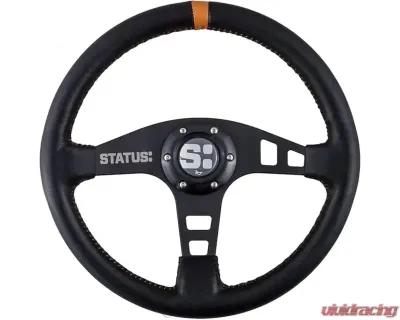 Status Racing Flat Leather Steering Wheel Orange - SRG214