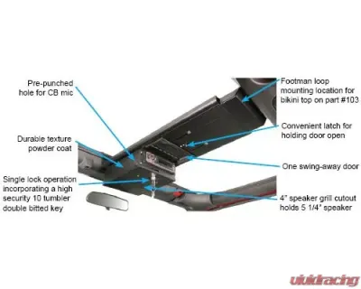 Tuffy Security Black Overhead Console Single Compartment Jeep Wrangler JK 2007-2018 - 142-01