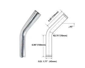 ETL Performance 1.77" Diameter 6" Leg Length 45 Degree Aluminum Pipe