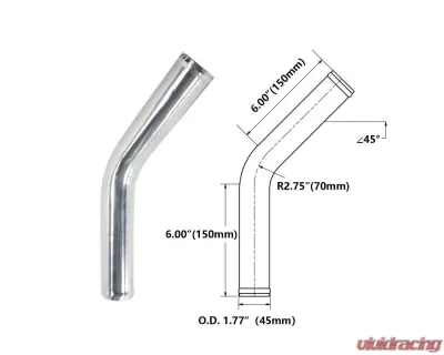 ETL Performance 1.77" Diameter 6" Leg Length 45 Degree Aluminum Pipe - 213002