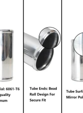 ETL Performance 2.50" Diameter 18.00" Length Aluminum Pipe Polished                                     - 216006 - Image 2