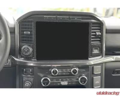 Tufskinz 12 InchTouch Screen Accent Trim Real Carbon Fiber Domed Ford F-150 2021-2022 - FRD036-DCF-G