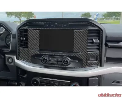 Tufskinz 8 Inch Center Stack Screen Accent Trim Real Carbon Fiber Domed Ford F-150 2021-2022 - FRD037-DCF-G