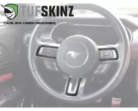 Tufskinz Steering Wheel Accent Trim Real Carbon Fiber Domed Ford Mustang 2015-2021