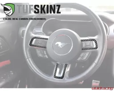 Tufskinz Steering Wheel Accent Trim Real Carbon Fiber Domed Ford Mustang 2015-2021 - MUS004-DCF-G