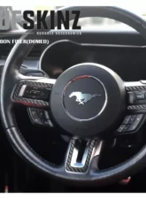 Tufskinz Steering Wheel Accent Trim Real Carbon Fiber Domed Ford Mustang 2015-2021                                     - MUS004-DCF-G - Image 2