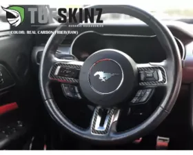 Tufskinz Steering Wheel Accent Trim Real Carbon Fiber Raw Ford Mustang 2015-2021