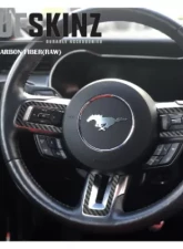 Tufskinz Steering Wheel Accent Trim Real Carbon Fiber Raw Ford Mustang 2015-2021                                     - MUS004-RCF-X - Image 2
