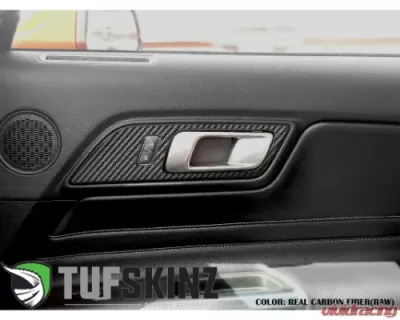 Tufskinz Door Handle Surround(Hard Top Only) Accent Trim Real Carbon Fiber Raw Ford Mustang 2015-2022 - MUS009-RCF-X