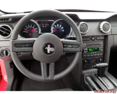 Tufskinz Steering Wheel Accents Real Carbon Fiber Domed Ford Mustang 2005-2009 - MUS030-DCF-G
