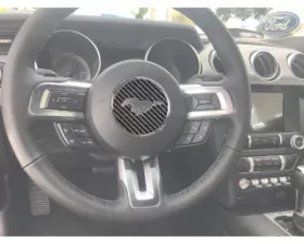 Tufskinz Steering Wheel Center Badge Accent Trim Real Carbon Fiber Domed Ford Mustang 2015-2022
