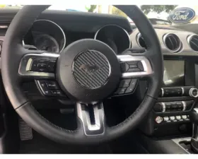 Tufskinz Steering Wheel Center Badge Accent Trim Real Carbon Fiber Raw Ford Mustang 2015-2022