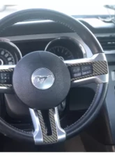Tufskinz Steering Wheel Accent Trim Fits Real Carbon Fiber Domed Ford Mustang 2010-2014                                     - MUS063-DCF-G - Image 2