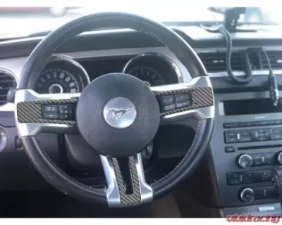 Tufskinz Steering Wheel Accent Trim Fits Real Carbon Fiber Domed Ford Mustang 2010-2014 - MUS063-DCF-G