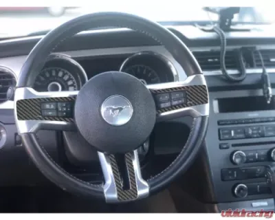 Tufskinz Steering Wheel Accent Trim Fits Real Carbon Fiber Raw Ford Mustang 2010-2014 - MUS063-RCF-X