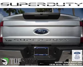 Tufskinz SUPER DUTY Tailgate Letter Inserts Black/Silver American Flag Ford Super Duty 2017-2019
