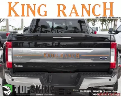 Tufskinz KING RANCH w/Strips Tailgate Letter Inserts Gloss Orange Ford Super Duty 2017-2019 - SUP041-ORG-G