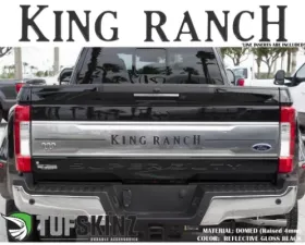 Tufskinz KING RANCH w/Strips Tailgate Letter Inserts Reflective Gloss Black Ford Super Duty 2017-2019