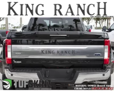 Tufskinz KING RANCH w/Strips Tailgate Letter Inserts Reflective Matte Black Ford Super Duty 2017-2019 - SUP041-XBK-M