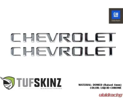 Tufskinz "CHEVROLET" Bed Rail Letter Inserts(PAIR) Letter Inserts Liquid Chrome Chevrolet Silverado 2014-2018 - SVD001-DC-G