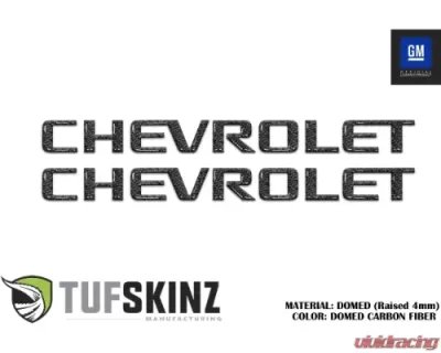 Tufskinz "CHEVROLET" Bed Rail Letter Inserts(PAIR) Letter Inserts Real Carbon Fiber Domed Chevrolet Silverado 2014-2018 - SVD001-DCF-G