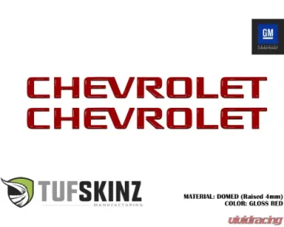 Tufskinz "CHEVROLET" Bed Rail Letter Inserts(PAIR) Letter Inserts Gloss Red Chevrolet Silverado 2014-2018 - SVD001-RED-G