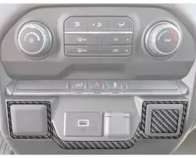Tufskinz Lower Center Dash Accents Accent Trim Real Carbon Fiber Domed Chevrolet Silverado 2019-2021