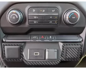 Tufskinz Lower Center Dash Accents Accent Trim Real Carbon Fiber(Domed-Matte) Chevrolet Silverado 2019-2021