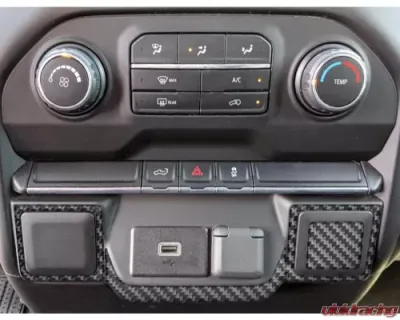 Tufskinz Lower Center Dash Accents Accent Trim Real Carbon Fiber(Domed-Matte) Chevrolet Silverado 2019-2021 - SVD033-DCF-M