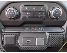 Tufskinz Lower Center Dash Accents Accent Trim Real Carbon Fiber Raw Chevrolet Silverado 2019-2021
