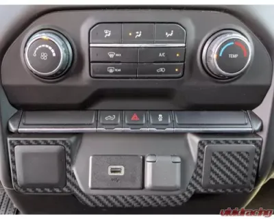 Tufskinz Lower Center Dash Accents Accent Trim Real Carbon Fiber Raw Chevrolet Silverado 2019-2021 - SVD033-RCF-X