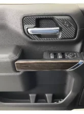 Tufskinz Door Handle Surround Accents Accent Trim Front Doors Only Real Carbon Fiber Raw Real Carbon Fiber Raw Chevrolet Silverado 2019-2021                                     - SVD036-RCF-X - Image 2