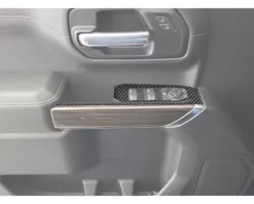 Tufskinz Front Door Switch Accent Trim Real Carbon Fiber Domed Chevrolet Silverado 2019-2021