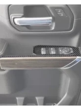 Tufskinz Front Door Switch Accent Trim Real Carbon Fiber Domed Chevrolet Silverado 2019-2021                                     - SVD039-DCF-G - Image 2