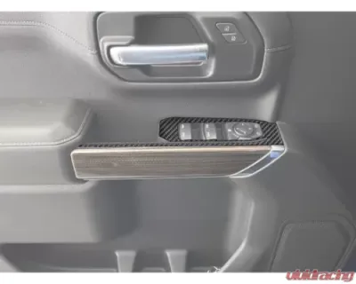 Tufskinz Front Door Switch Accent Trim Real Carbon Fiber Domed Chevrolet Silverado 2019-2021 - SVD039-DCF-G